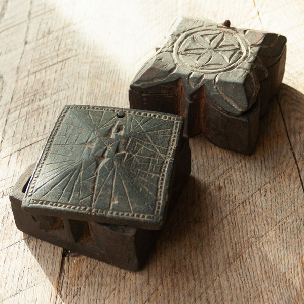 Vintage Nepalese Wooden Spice Pots