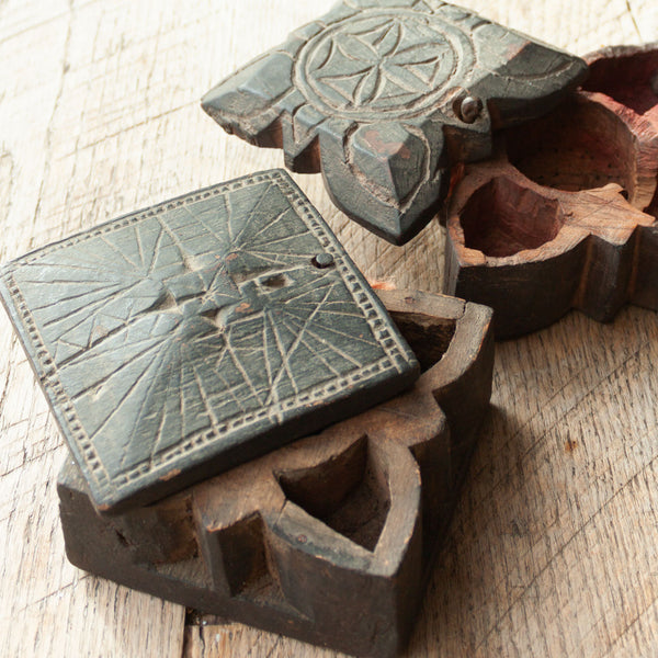 Vintage Nepalese Wooden Spice Pots