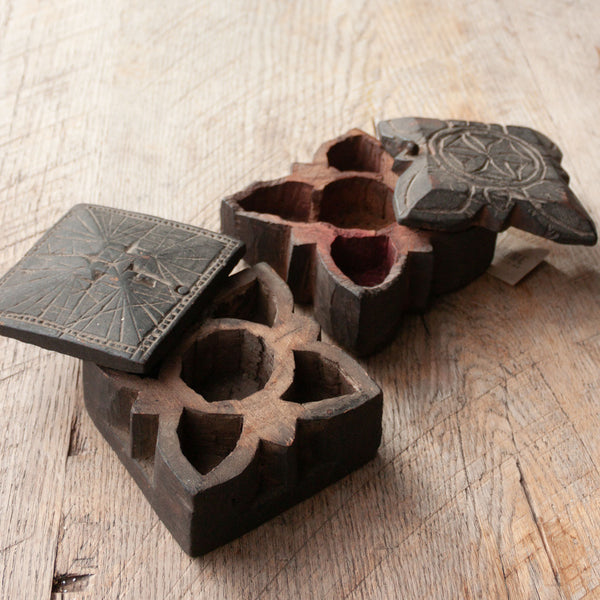 Vintage Nepalese Wooden Spice Pots