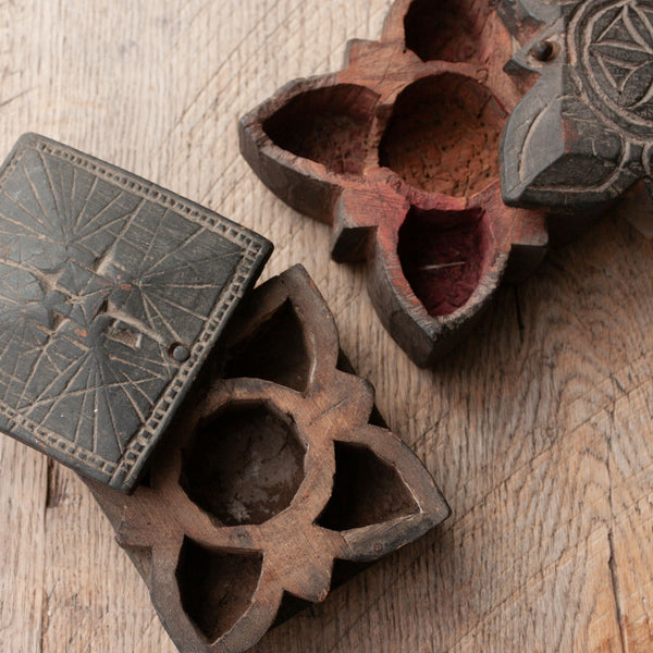 Vintage Nepalese Wooden Spice Pots