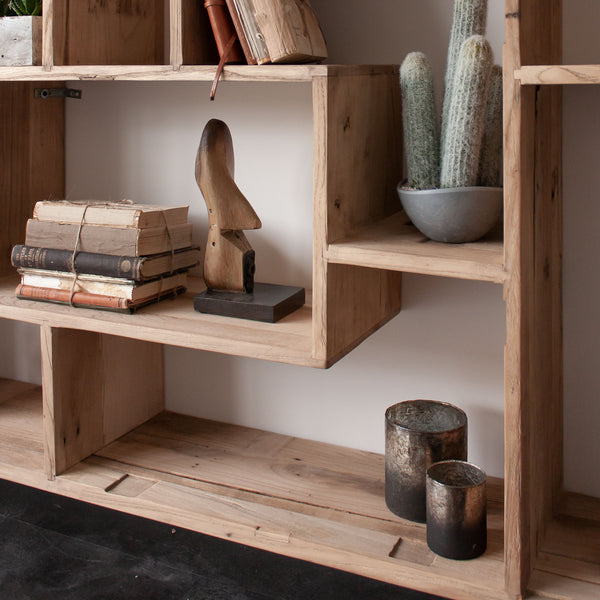 Reclaimed Wooden Bookcase With Metal Hairpin Legs