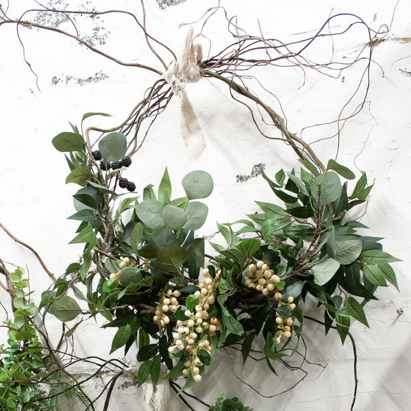 Faux Eucalyptus and White Berry Everlasting Wreath