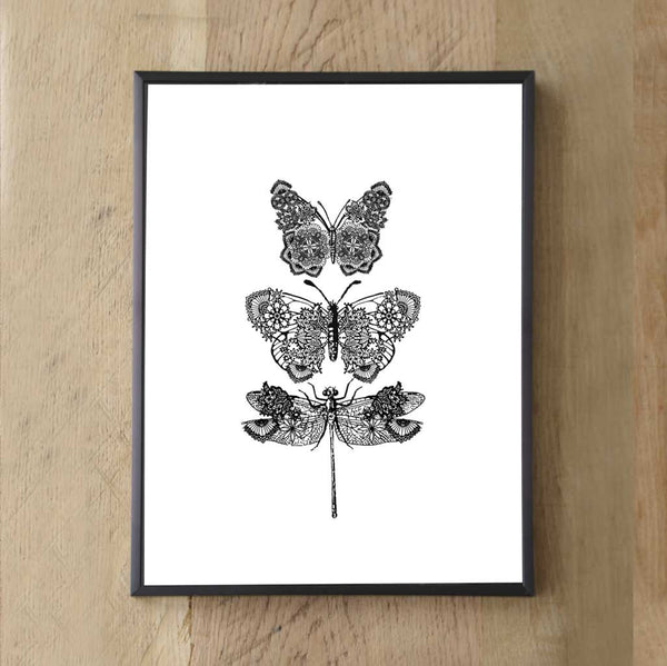 Beautiful Lacy Print Artwork Butterflies