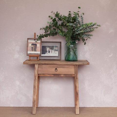 Reclaimed Wood Console Table with Single Drawer