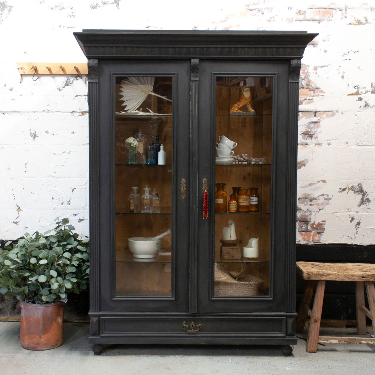 Vintage Hungarian Display Cabinet with Glass Doors – InekoHome