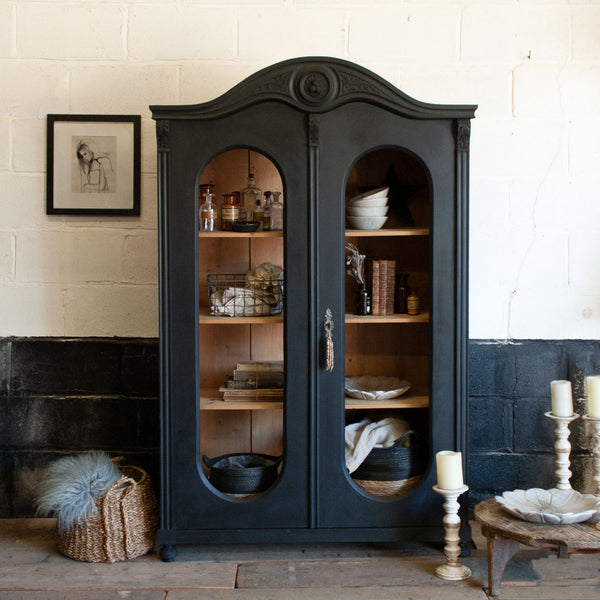Vintage Black Display Cabinet
