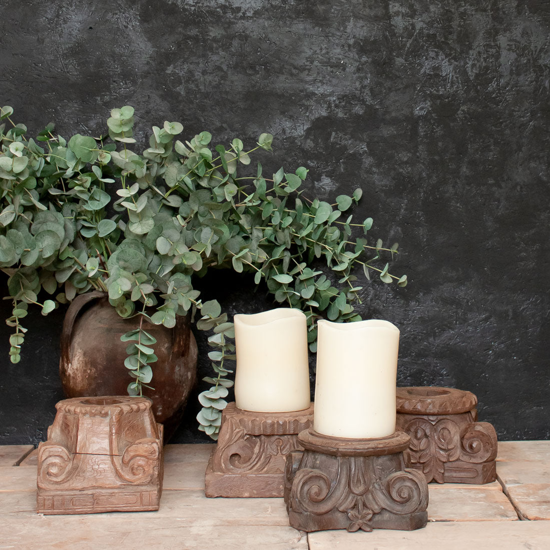 Vintage Indian Pillar Candle Holder