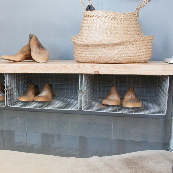 Bench with Wire Shoe Rack Storage