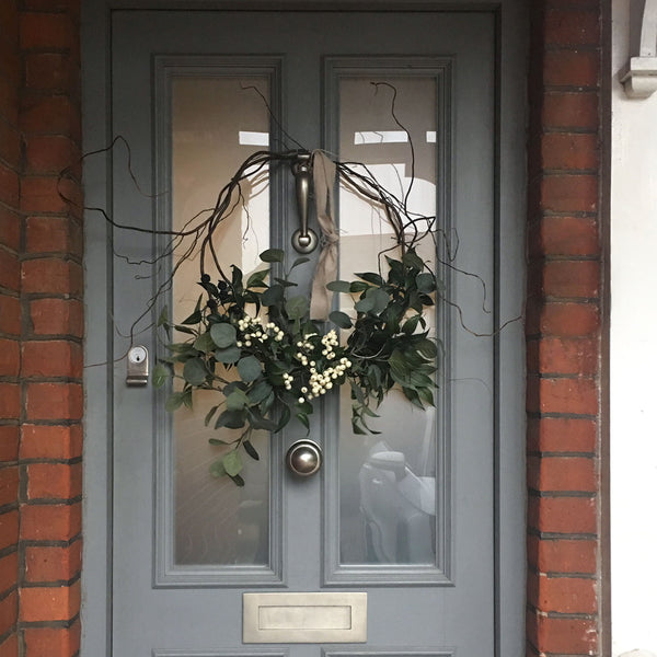 Faux Eucalyptus and White Berry Everlasting Christmas wreath
