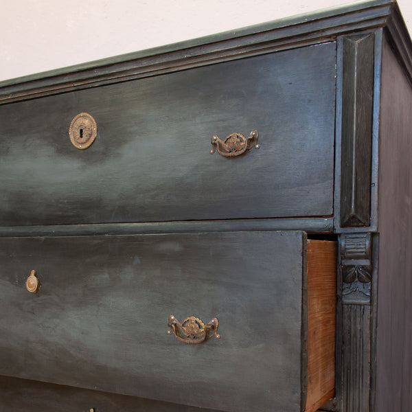 Vintage Black Wooden Chest of Drawers