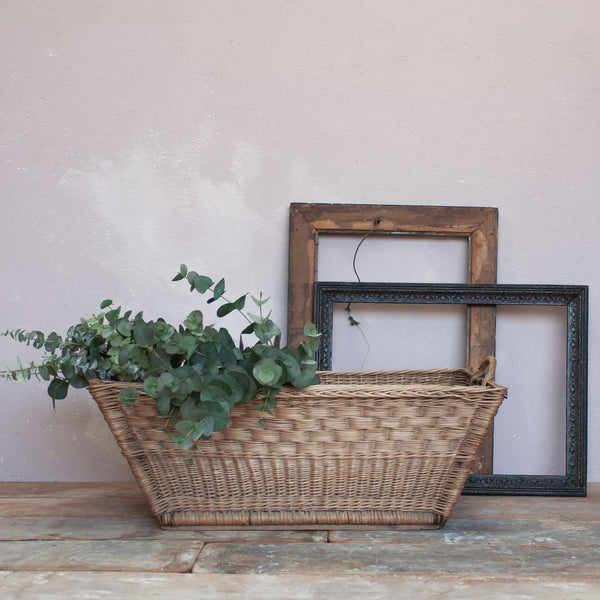 Vintage French Linen Laundry Basket
